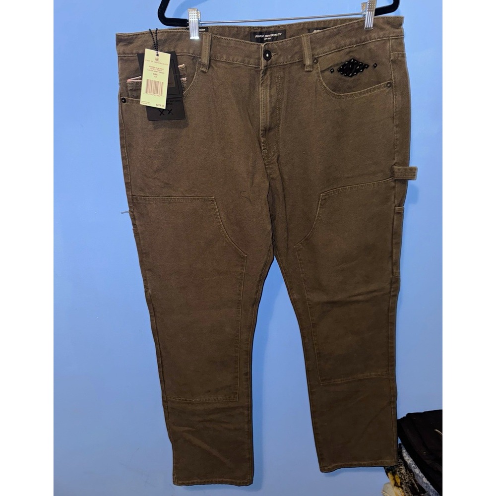 Cult of Individuality Men Green Rocker Slim Straight Cargo Denim Pants 42x33 NEW